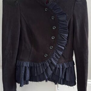 Free People Black Ruffled Sweater Blazer Size 4